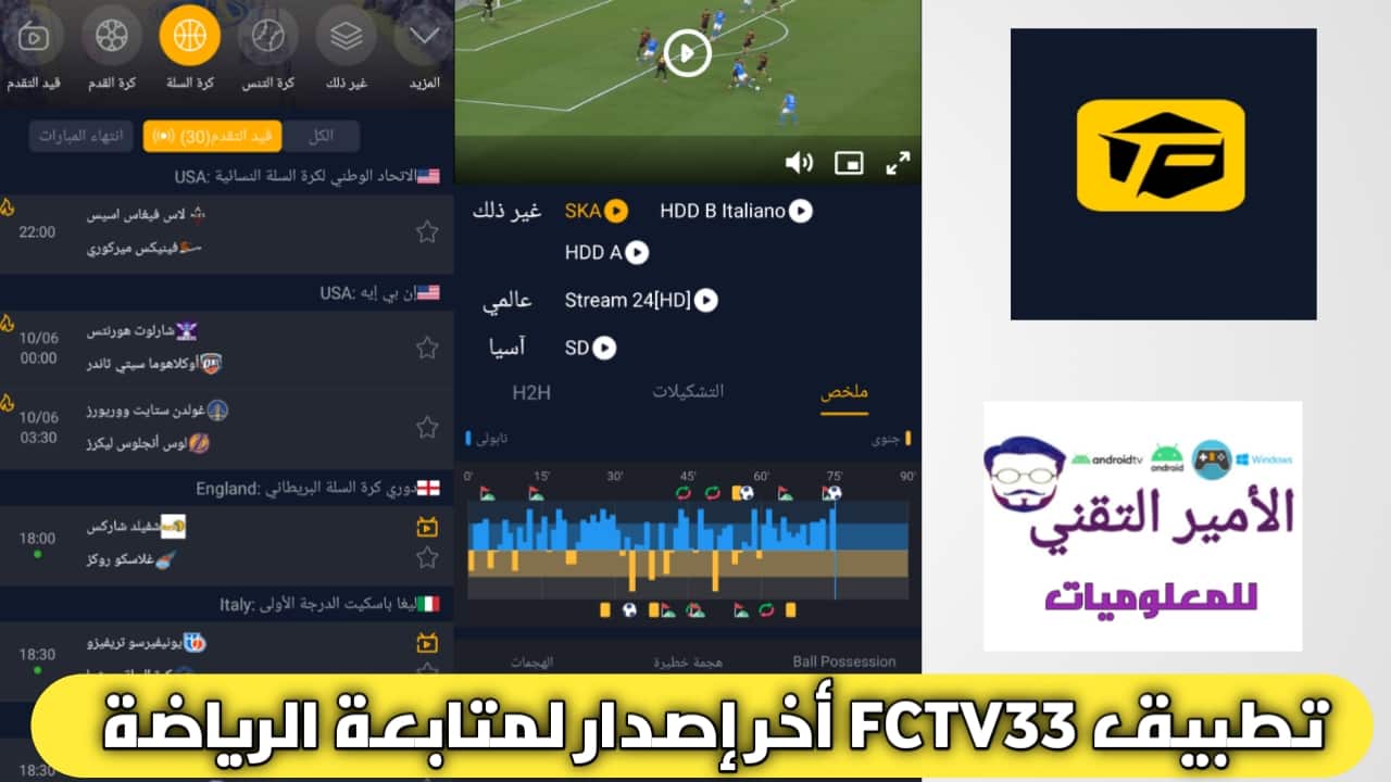 تحميل تطبيق FCTV33 بدون اعلانات APK أخر تحديث 2025 للاندرويد لمشاهدة القنوات الرياضية
